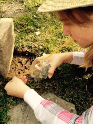enfant expérimentant avec une paille